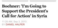 Boehner Snatches Defeat from the Jaws of Victory–Supports Obama on Syria